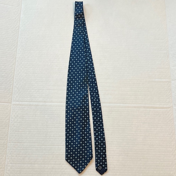 Valentino Navy and Light Blue Diamond Patterned Tie